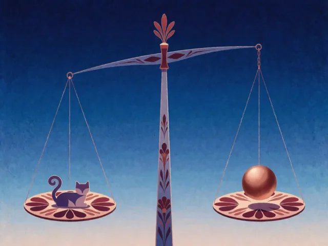 Deux plateaux d'une balance restant délicatement en suspens sous un ciel serein, l'hésitation partagée
